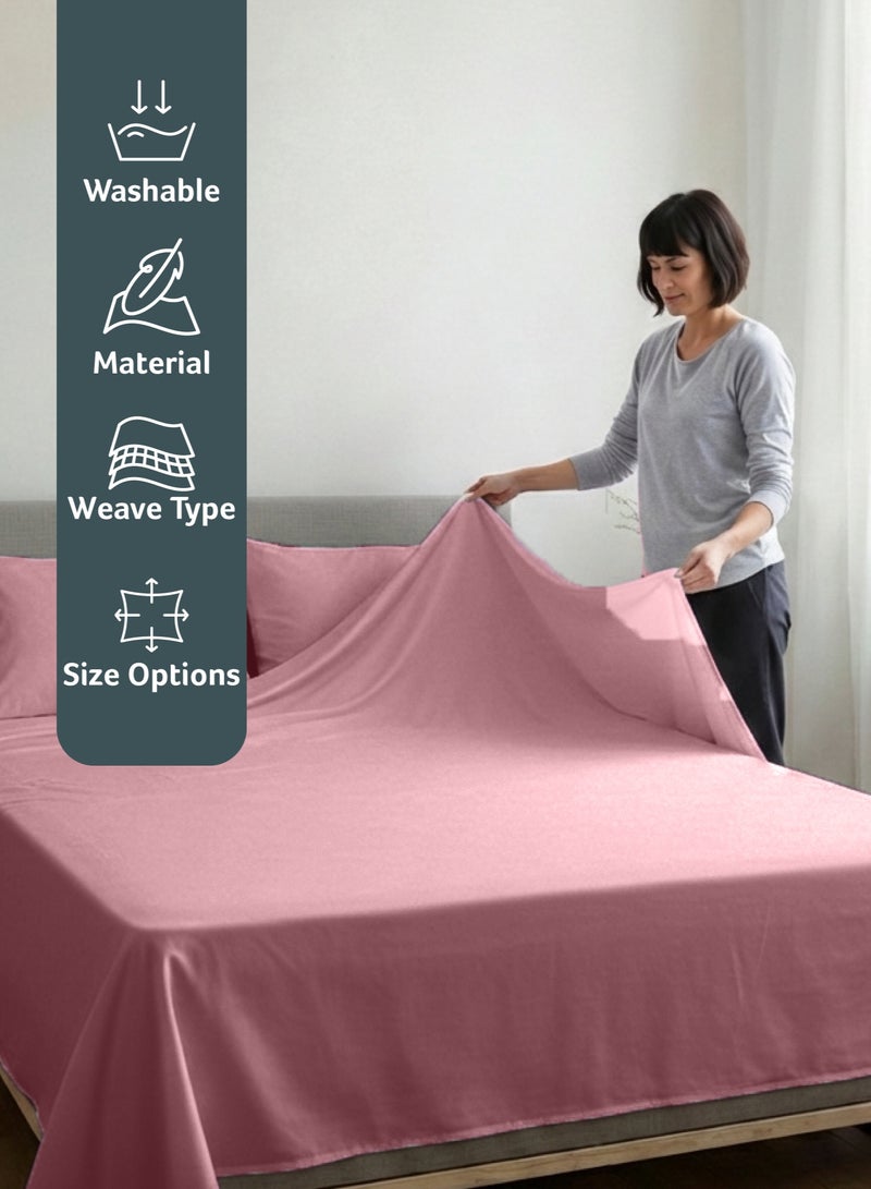 REST 3-Piece Mauve Plush 160x220  Flat Bedsheet Set Includes 1 Deep Pocket Flat Bedsheet and 2 Pillow Covers, Breathable and Machine Washable - Image 4